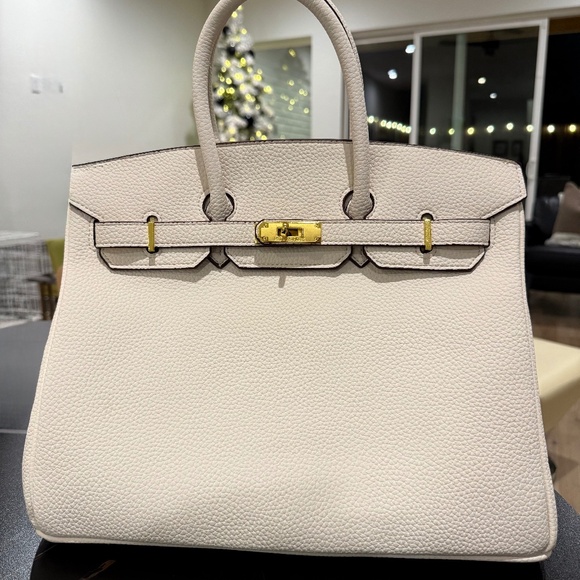 Leather Tote Bag Birkin Style - Picture 1 of 7